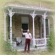 Thomas Moore Johnson in front of the Johnson Library porch